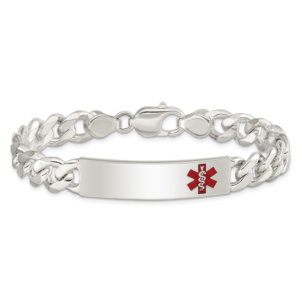Sterling Silver Polished Medical Curb Link ID Bracelet - Product Photo