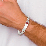 Sterling Silver Polished Medical Curb Link ID Bracelet - Product Photo