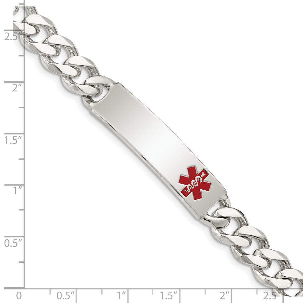 Sterling Silver Polished Medical Curb Link ID Bracelet - Product Photo