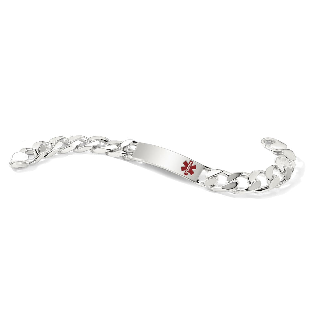 Sterling Silver Polished Medical Curb Link ID Bracelet - Product Photo