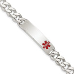Sterling Silver Polished Medical Curb Link ID Bracelet - Product Photo