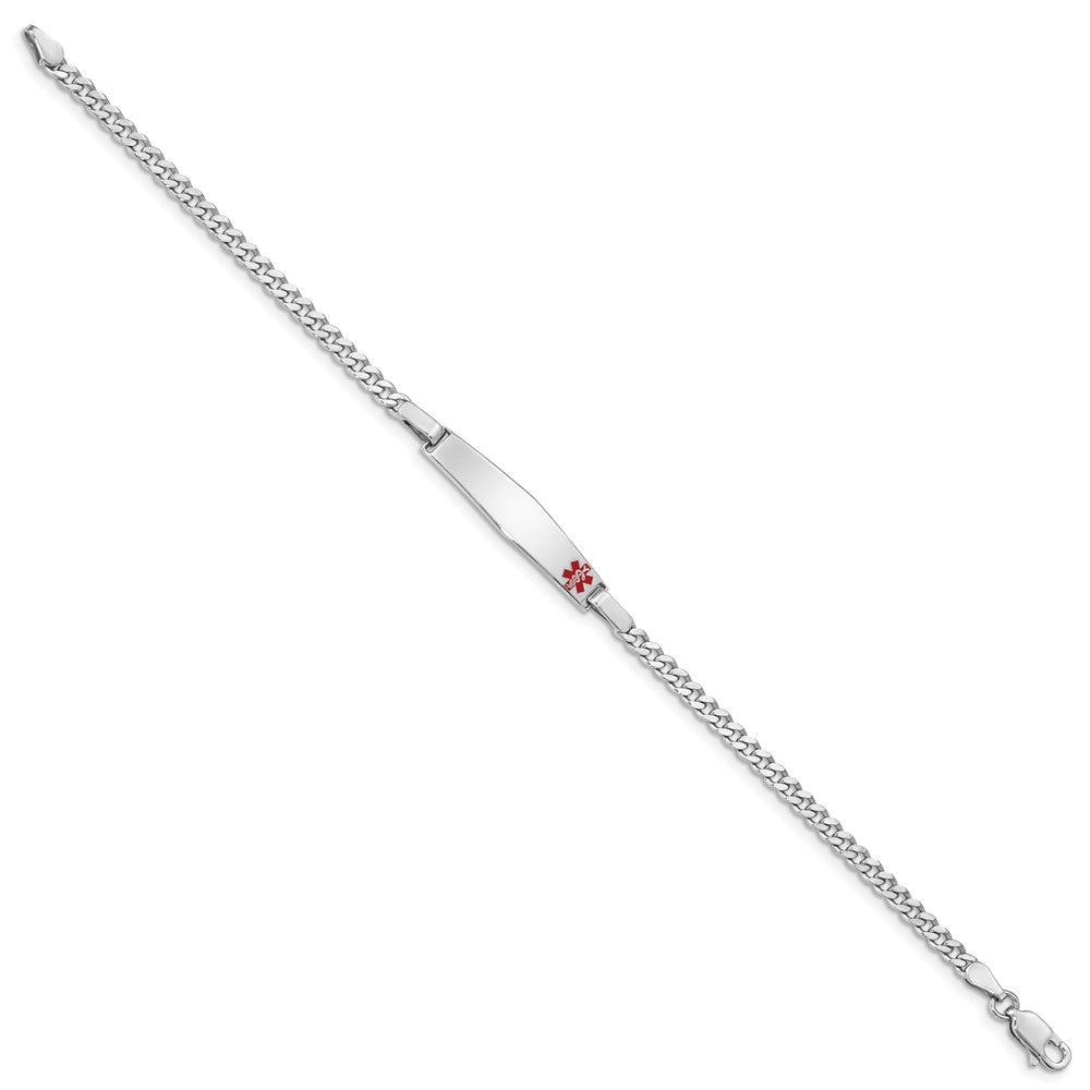 Sterling Silver Rhodium-plated Medical ID Curb Link Bracelet - Product Photo