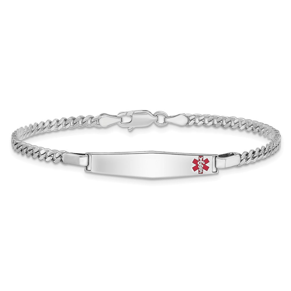 Sterling Silver Rhodium-plated Medical ID Curb Link Bracelet - Product Photo