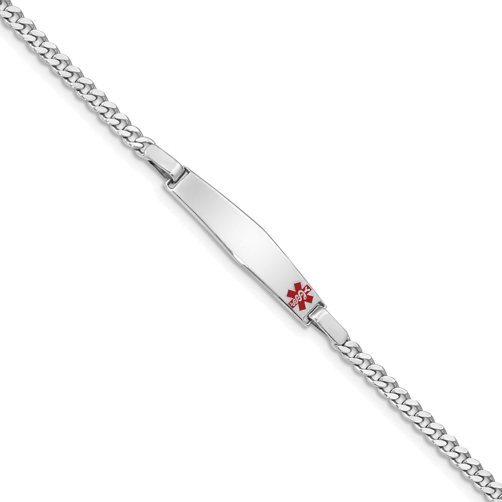Sterling Silver Rhodium-plated Medical ID Curb Link Bracelet - Product Photo