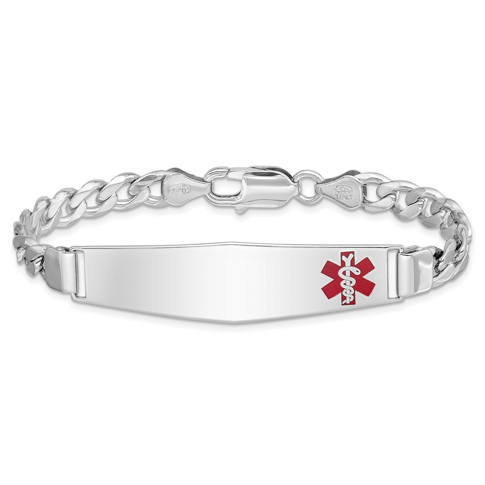 Sterling Silver Rhodium-plated Medical ID Curb Link Bracelet - Product Photo