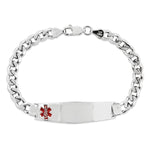 Sterling Silver Rhodium-plated Medical ID Curb Link Bracelet - Product Photo