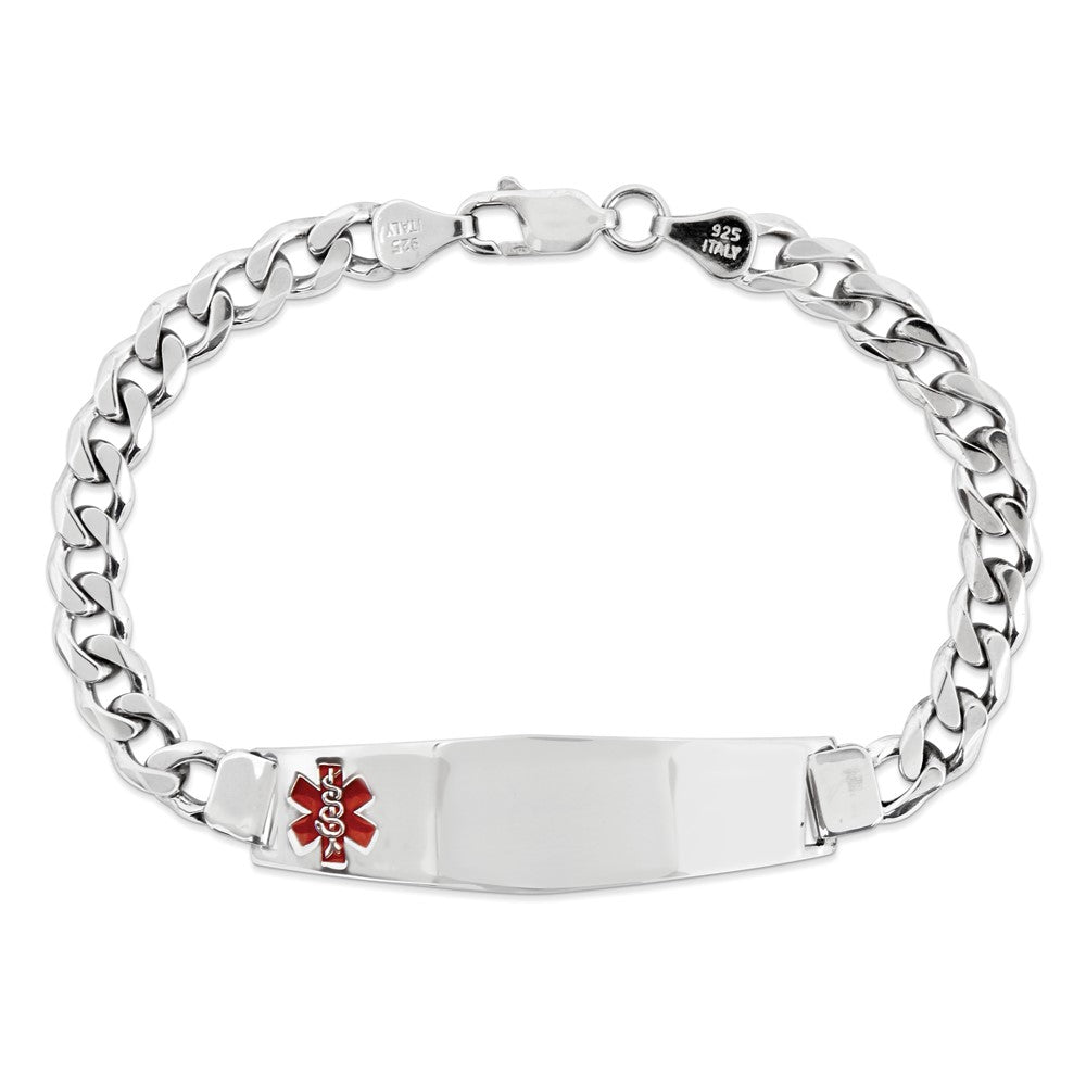 Sterling Silver Rhodium-plated Medical ID Curb Link Bracelet - Product Photo