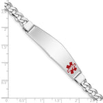 Sterling Silver Rhodium-plated Medical ID Curb Link Bracelet - Product Photo