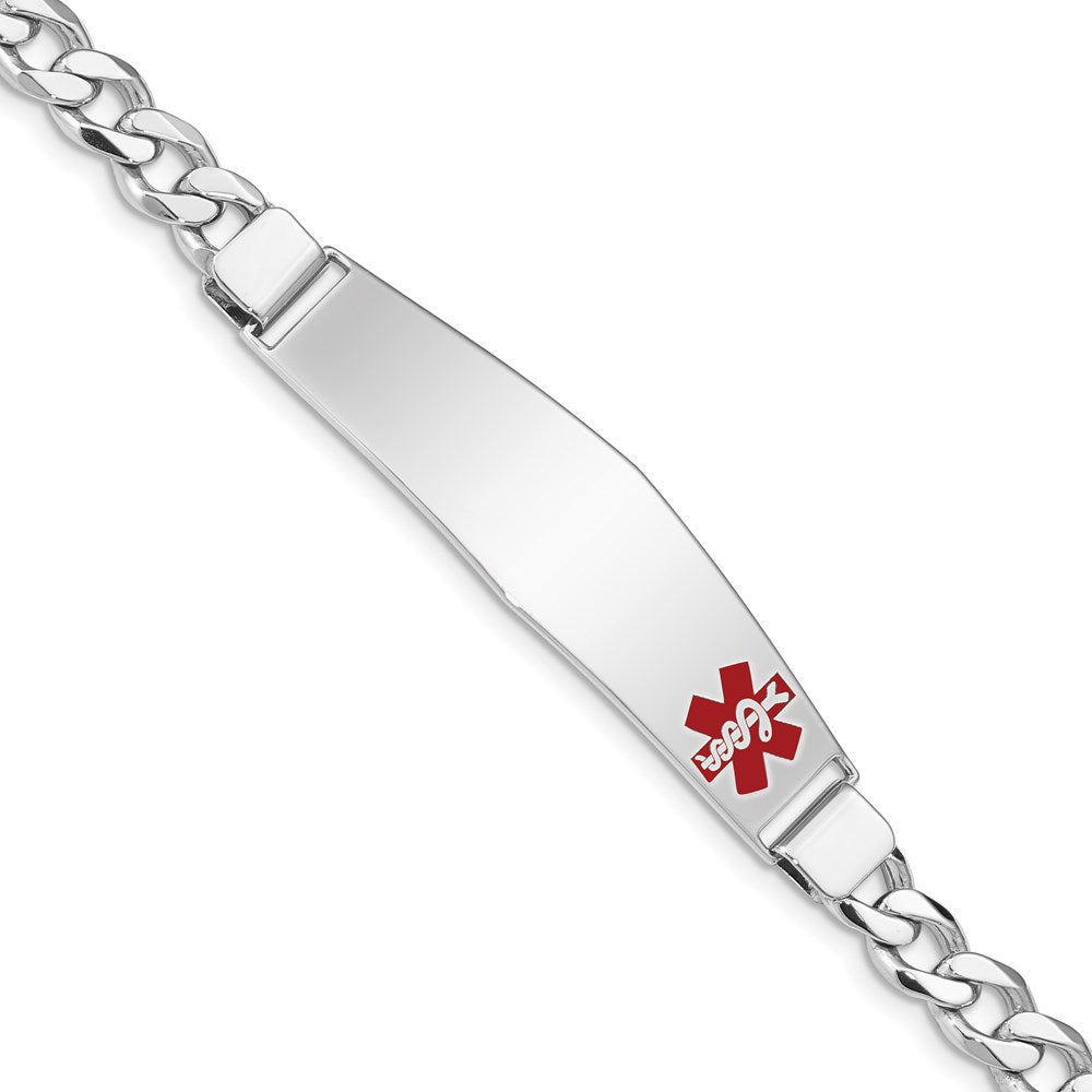 Sterling Silver Rhodium-plated Medical ID Curb Link Bracelet - Product Photo