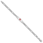 Sterling Silver Rhodium-plated Medical ID Figaro Link Bracelet - Product Photo