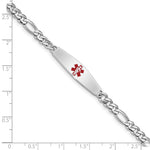 Sterling Silver Rhodium-plated Medical ID Figaro Link Bracelet - Product Photo