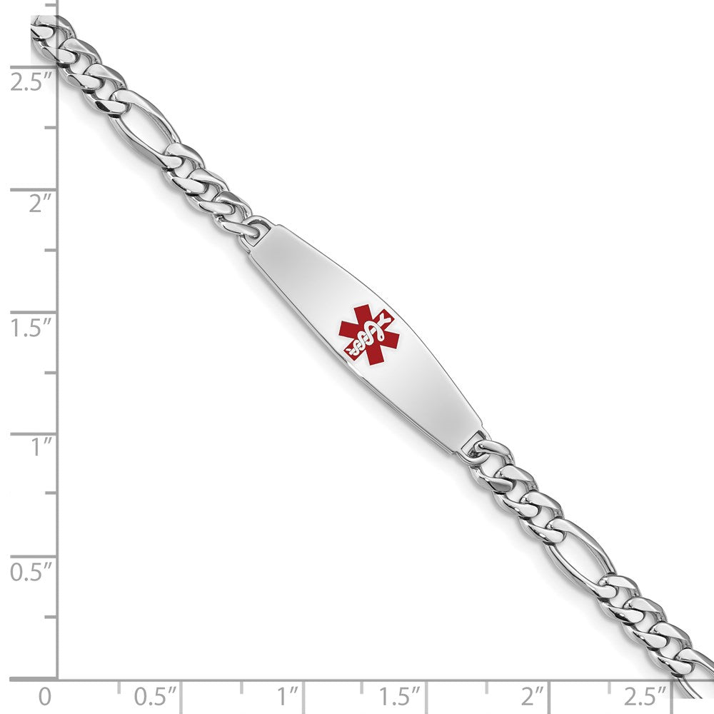 Sterling Silver Rhodium-plated Medical ID Figaro Link Bracelet - Product Photo