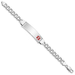Sterling Silver Rhodium-plated Medical ID Curb Link Bracelet - Product Photo