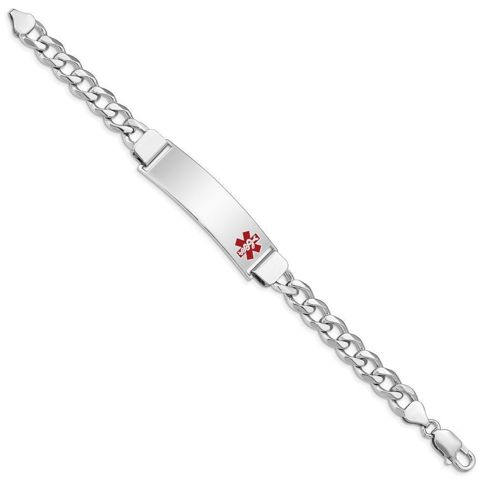 Sterling Silver Rhodium-plated Medical ID Curb Link Bracelet - Product Photo
