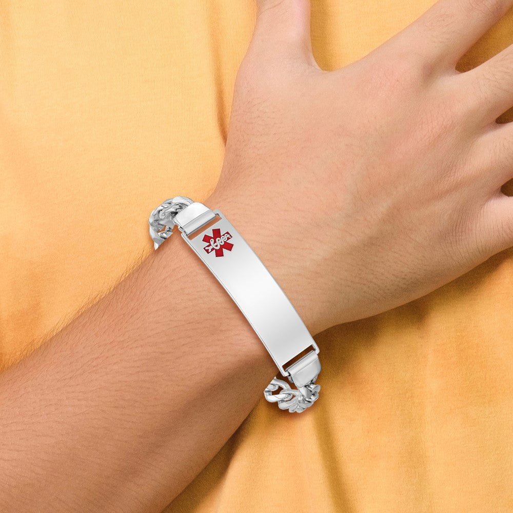 Sterling Silver Rhodium-plated Medical ID Curb Link Bracelet - Product Photo