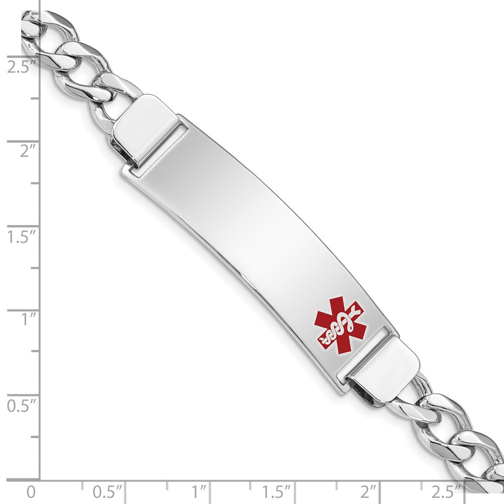 Sterling Silver Rhodium-plated Medical ID Curb Link Bracelet - Product Photo
