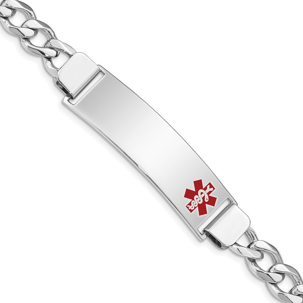 Sterling Silver Rhodium-plated Medical ID Curb Link Bracelet - Product Photo