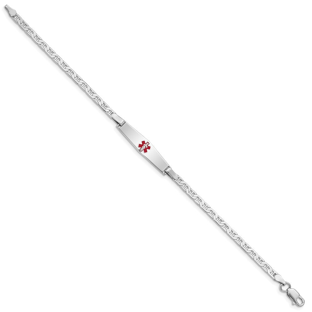 Sterling Silver Rhodium-plated Medical ID Anchor Link Bracelet - Product Photo
