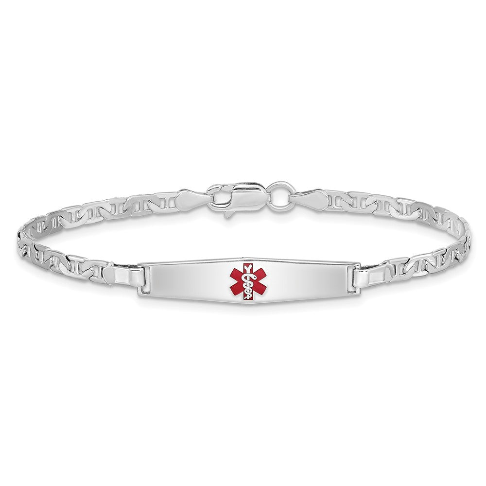 Sterling Silver Rhodium-plated Medical ID Anchor Link Bracelet - Product Photo