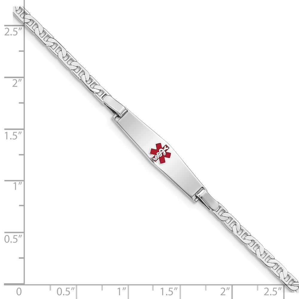 Sterling Silver Rhodium-plated Medical ID Anchor Link Bracelet - Product Photo