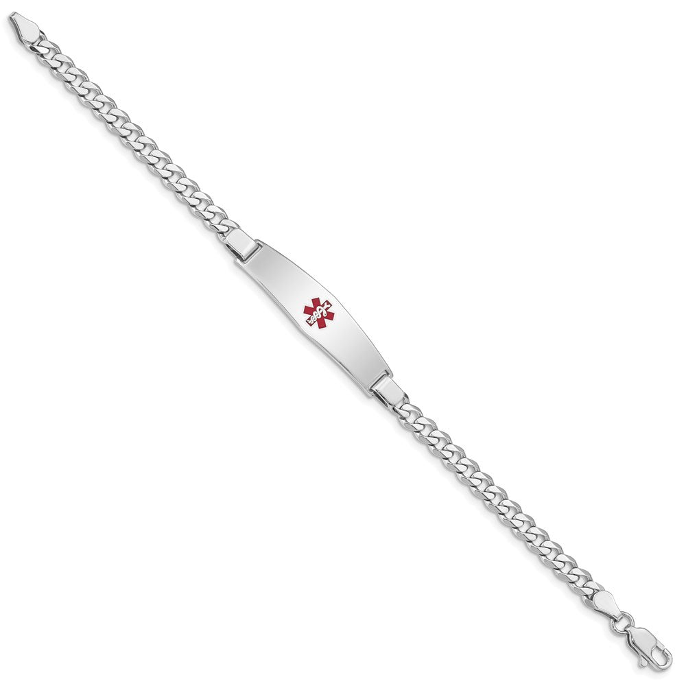 Sterling Silver Rhodium-plated Medical ID Curb Link Bracelet - Product Photo