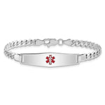 Sterling Silver Rhodium-plated Medical ID Curb Link Bracelet - Product Photo