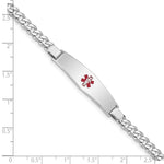 Sterling Silver Rhodium-plated Medical ID Curb Link Bracelet - Product Photo
