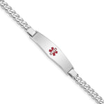Sterling Silver Rhodium-plated Medical ID Curb Link Bracelet - Product Photo