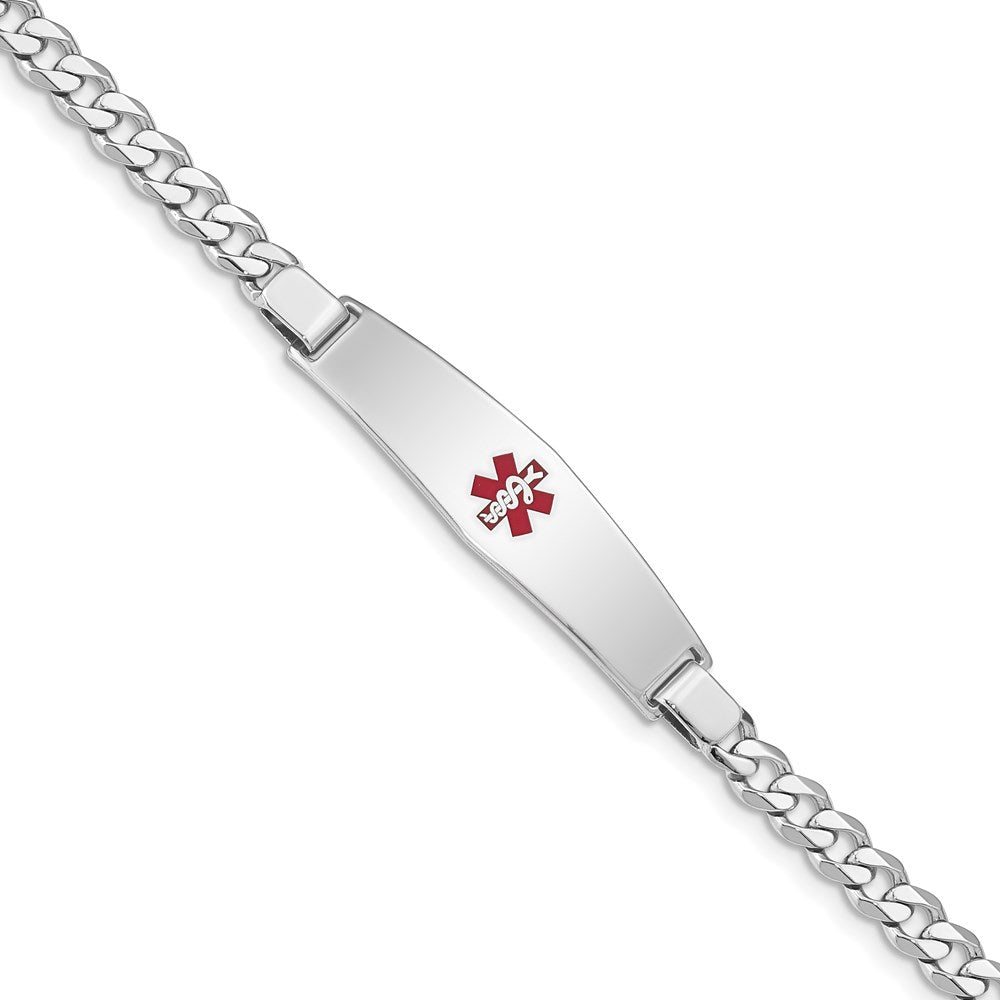 Sterling Silver Rhodium-plated Medical ID Curb Link Bracelet - Product Photo