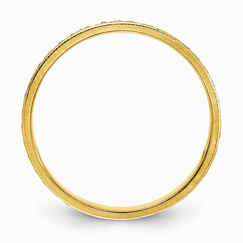14K Yellow Gold 3mm Design Etched Wedding Band - Product Photo