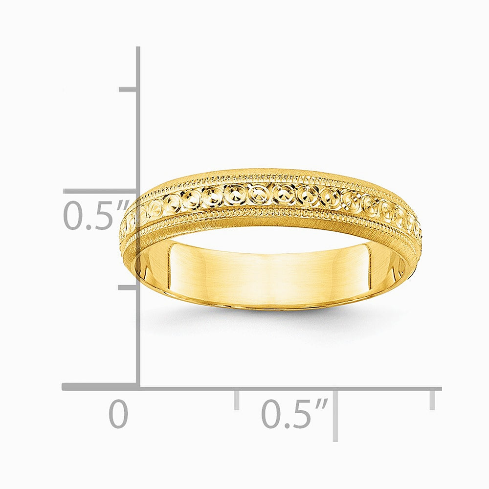 14K Yellow Gold 3mm Design Etched Wedding Band - Product Photo