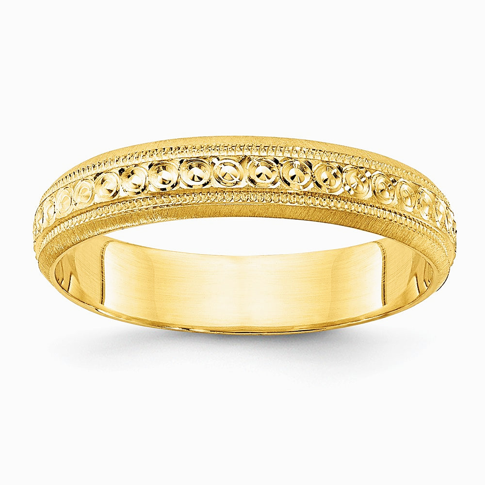 14K Yellow Gold 3mm Design Etched Wedding Band - Product Photo
