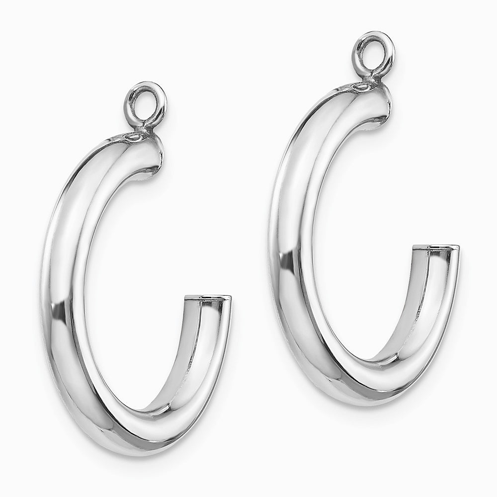 14K White Gold Polished Tube Hoop Earring Jackets - Product Photo