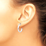 14K White Gold Polished Tube Hoop Earring Jackets - Product Photo