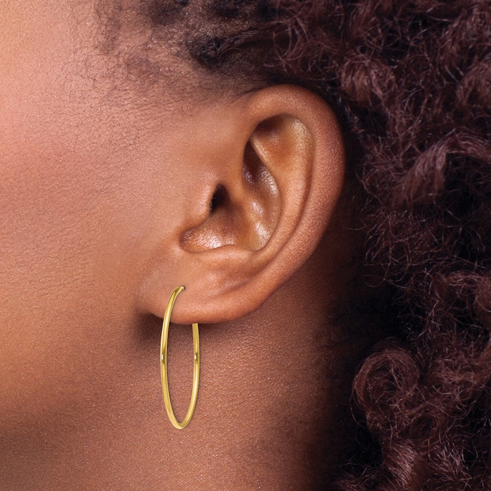 14K Yellow Gold 1.20mm Endless Hoop Earring - Product Photo