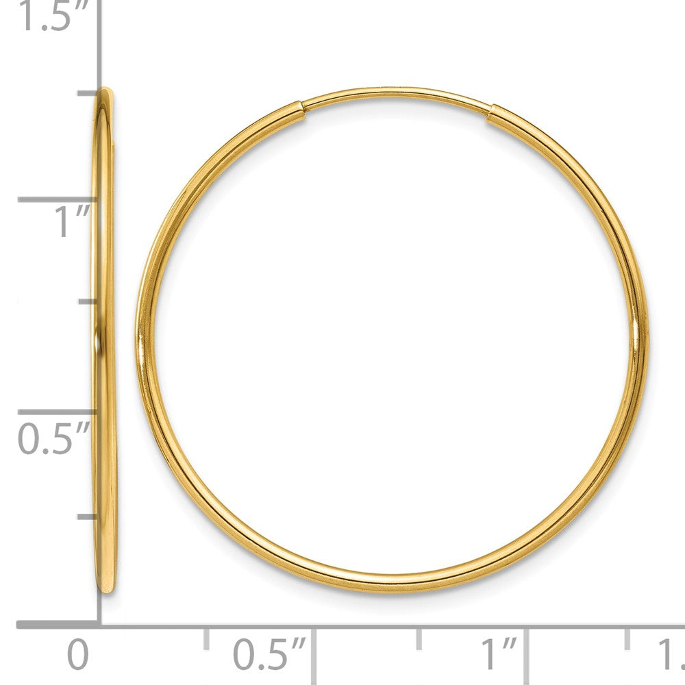 14K Yellow Gold 1.20mm Endless Hoop Earring - Product Photo