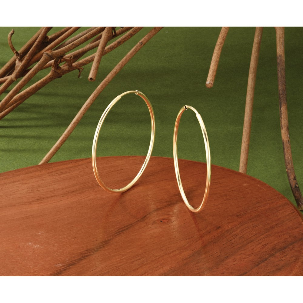14K Yellow Gold 1.20mm Endless Hoop Earring - Product Photo