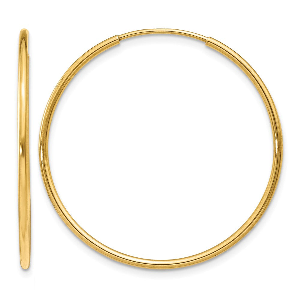 14K Yellow Gold 1.20mm Endless Hoop Earring - Product Photo
