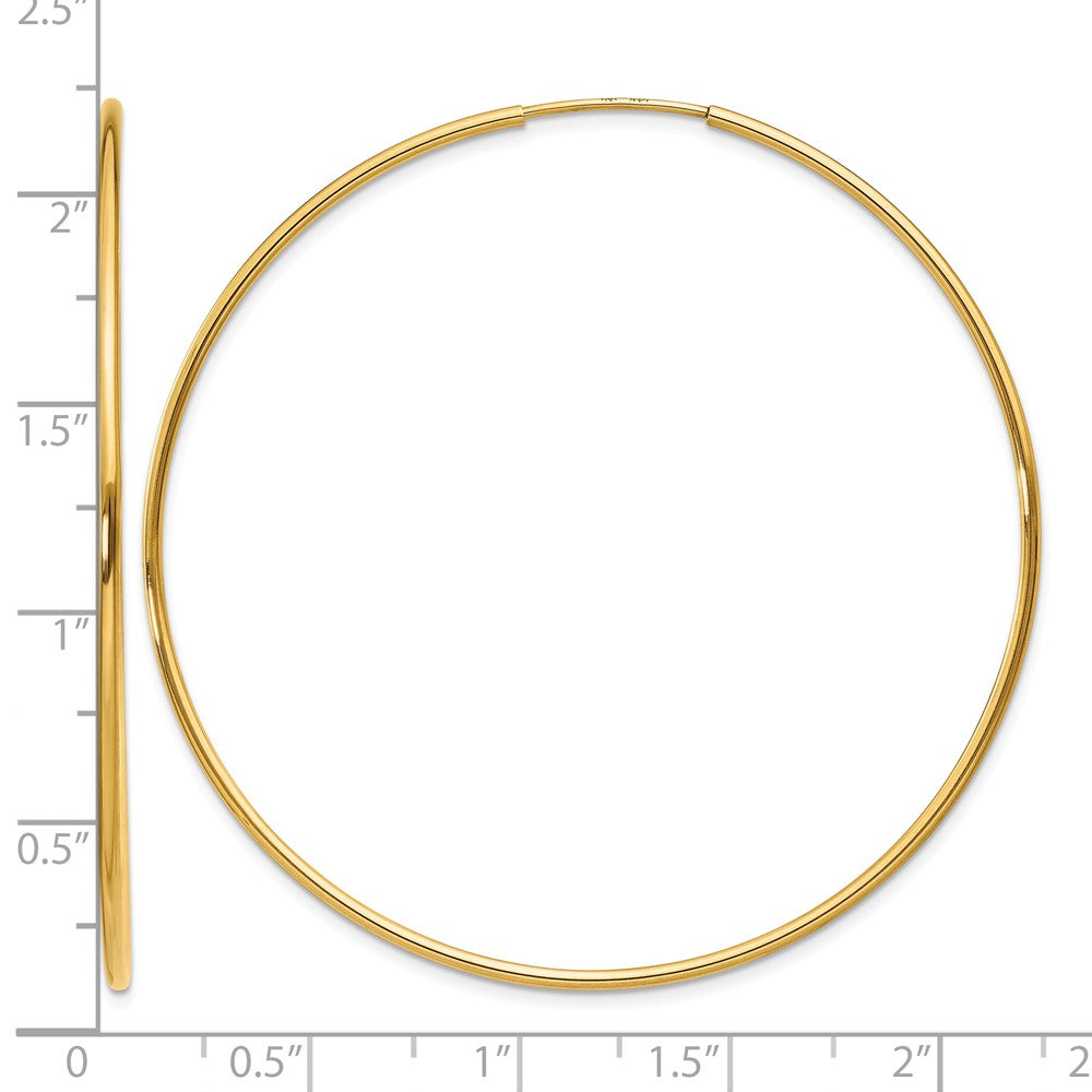 14K Yellow Gold 1.25mm Endless Hoop Earring - Product Photo