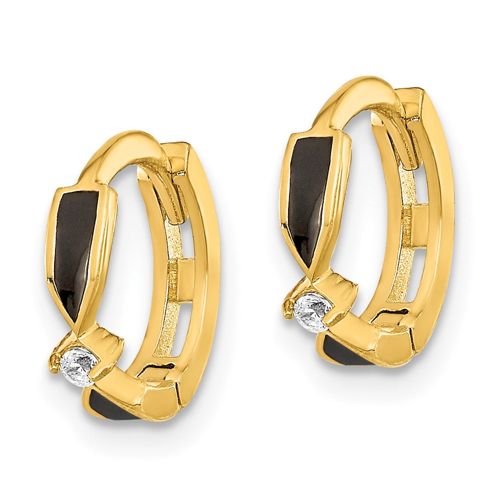 14K Polished Black Onyx Hoop Earrings - Product Photo