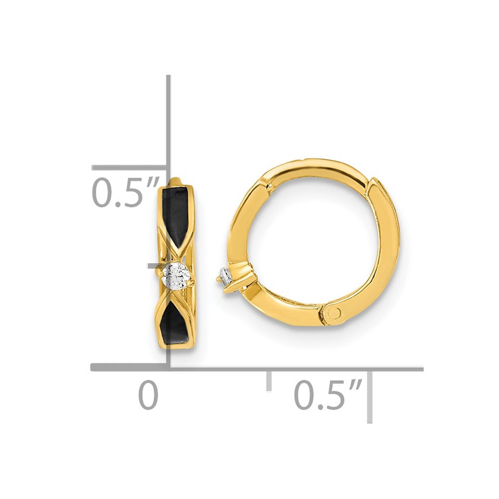 14K Polished Black Onyx Hoop Earrings - Product Photo