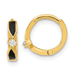 14K Polished Black Onyx Hoop Earrings - Product Photo