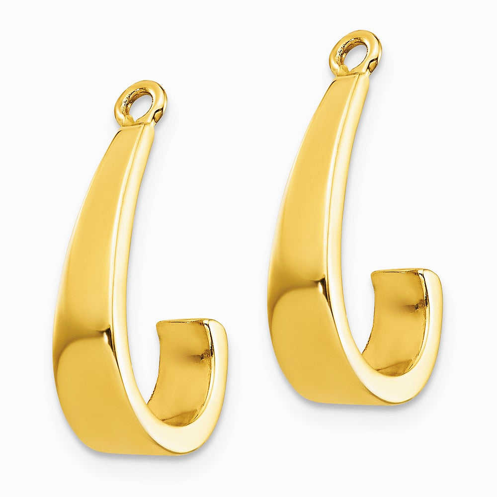 14K Yellow Gold Polished J-Hoop Earring Jackets - Product Photo