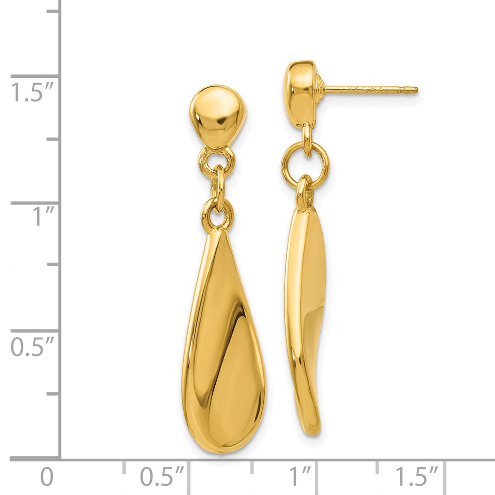 14k Tear Drop Dangle Post Earrings - Product Photo