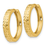 14K Yellow Gold Diamond-cut Hinged Hoop Earrings - Product Photo