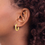 14K Yellow Gold Diamond-cut Hinged Hoop Earrings - Product Photo