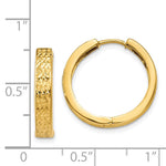 14K Yellow Gold Diamond-cut Hinged Hoop Earrings - Product Photo