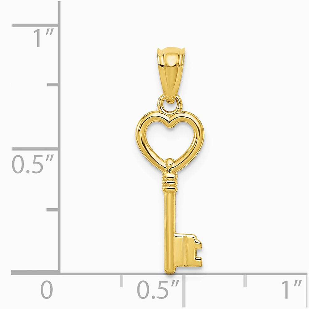 10K / 14K Yellow Gold Polished Heart Key Charm - Product Photo