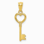 10K / 14K Yellow Gold Polished Heart Key Charm - Product Photo