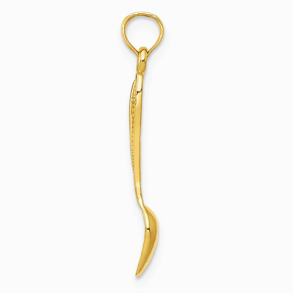 10K / 14K Yellow Gold 3-D Table Spoon Pendant - Product Photo